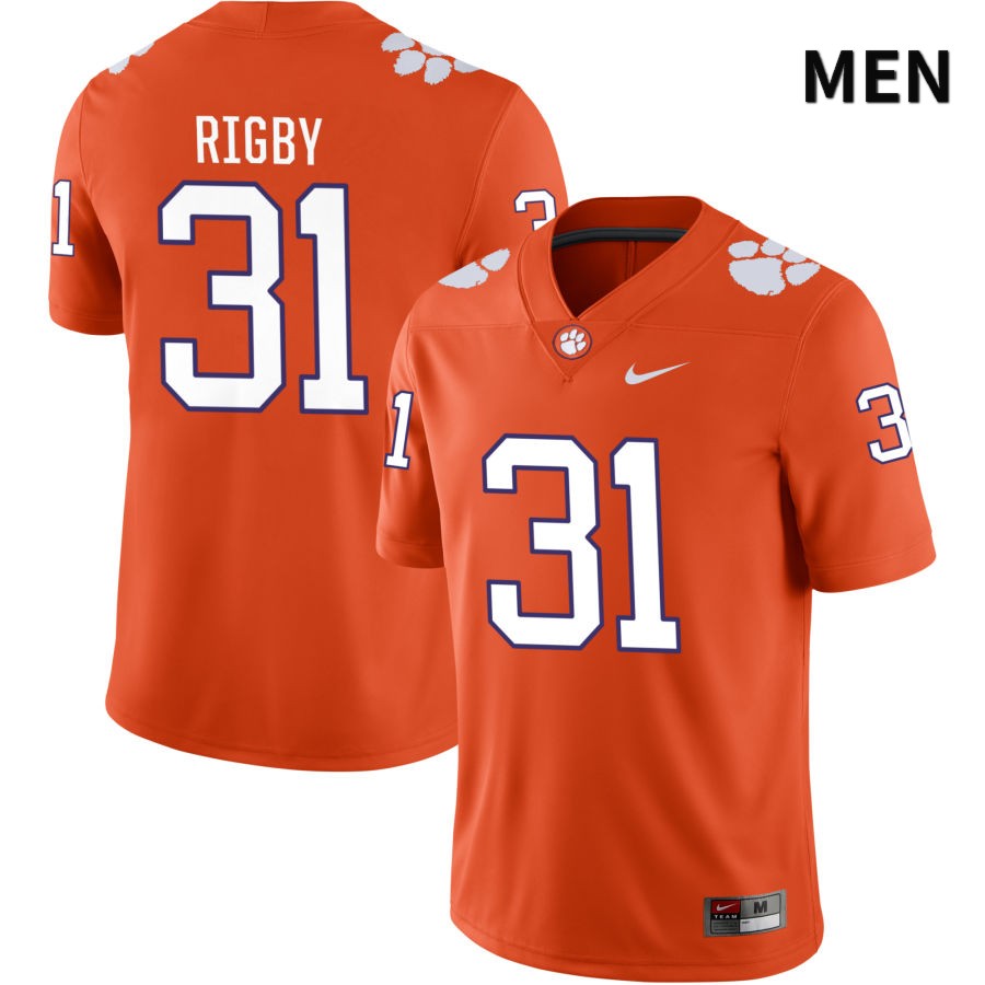 Men's Clemson Tigers Tristen Rigby #31 College Orange NIL 2022 NCAA Authentic Jersey For Fans PQR44N6F